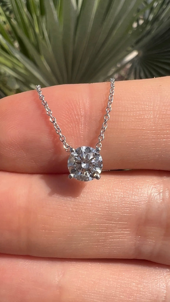 Lab Grown Round Diamond Solitaire Necklace