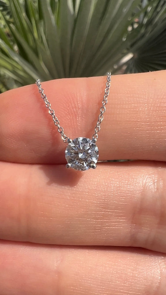 Lab Grown Round Diamond Solitaire Necklace