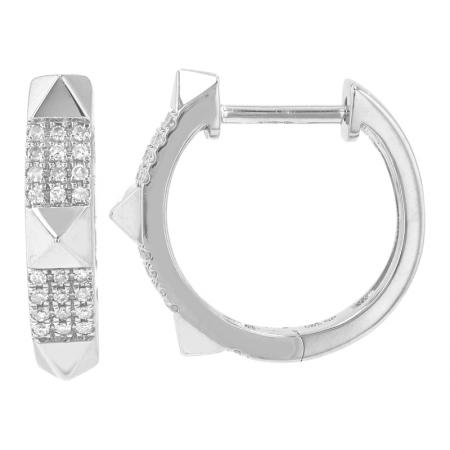 Large Pyramid Diamond Huggie Earrings