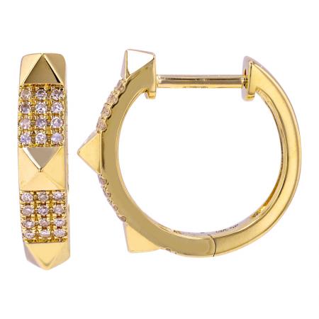 Large Pyramid Diamond Huggie Earrings