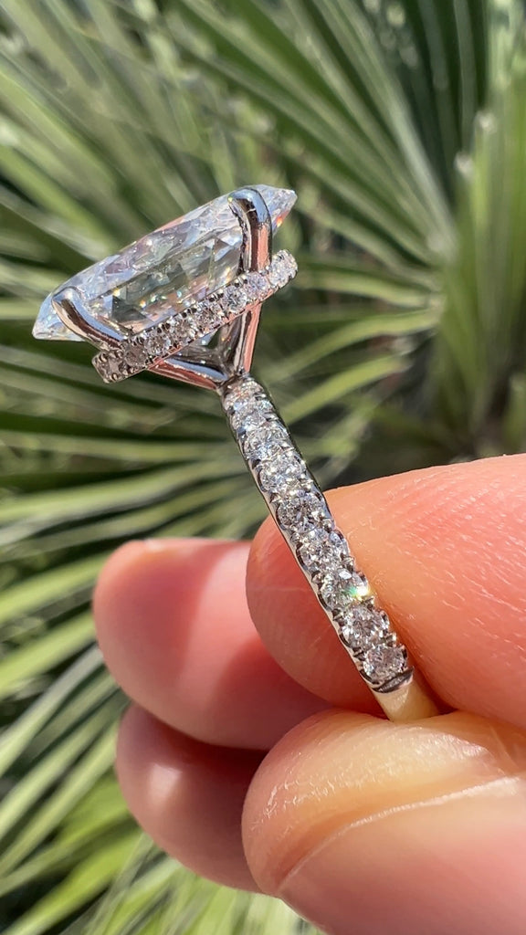 Oval Diamond Engagement Ring Hidden Halo Diamonds