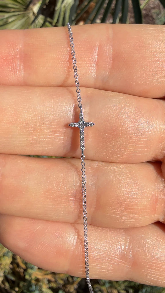 Sideways Diamond Cross Bracelet