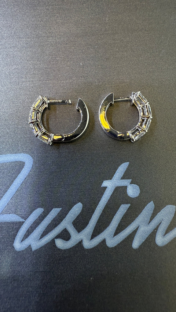 Lab Grown Radiant Diamond Huggie Earrings