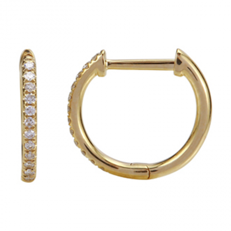 Round Diamond Huggie Earrings 14K Yellow Gold