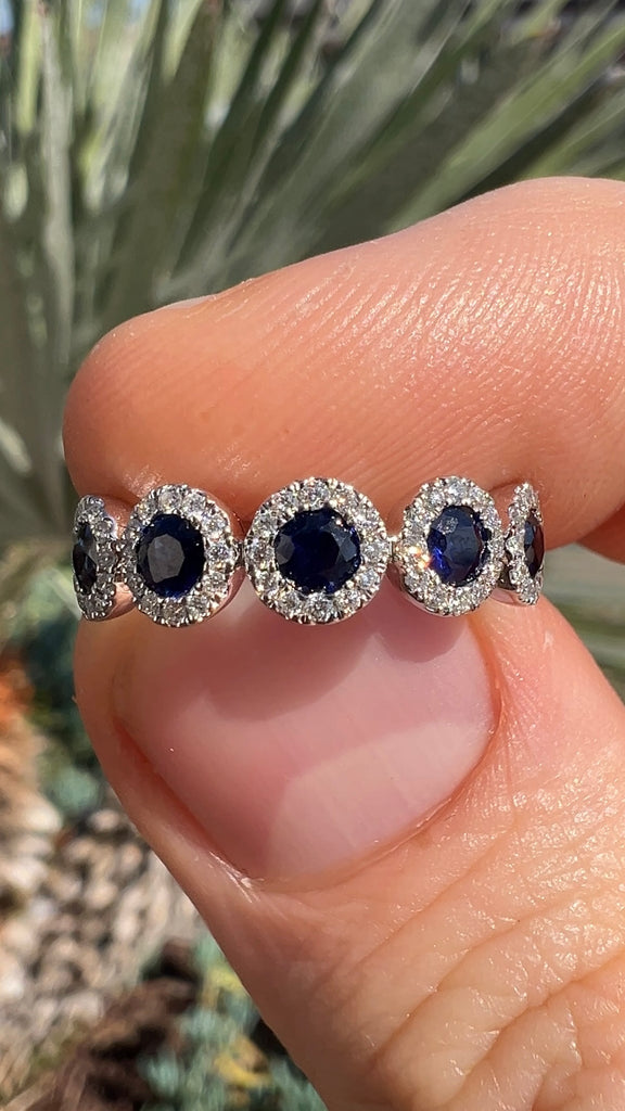 1 Carat Sapphire Diamond Halo Band