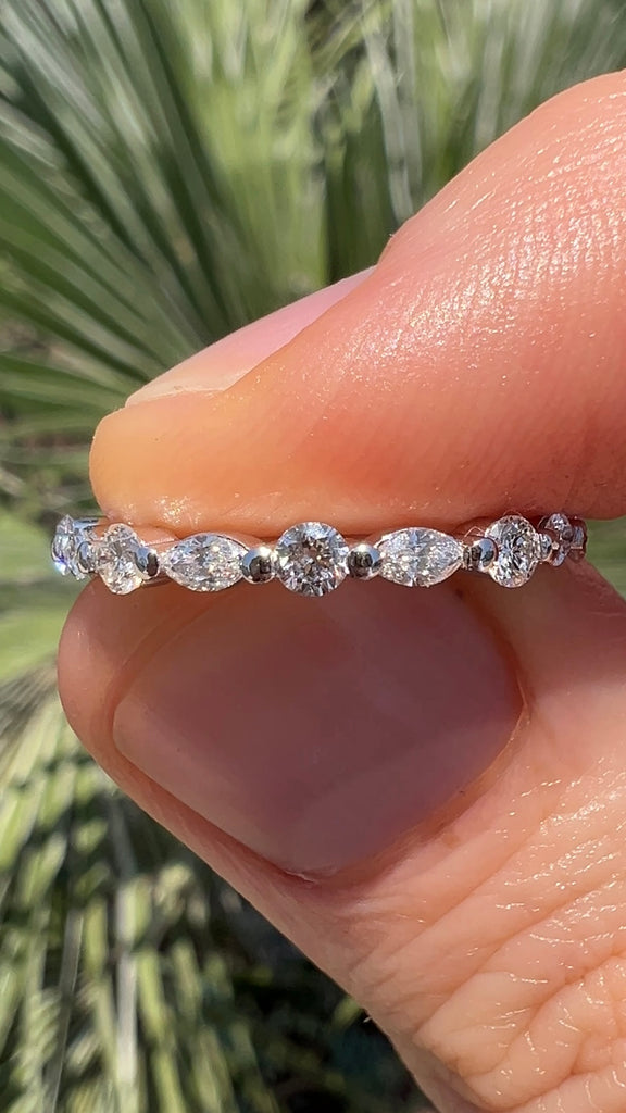  Shared Prong Marquise and Round Diamond Band