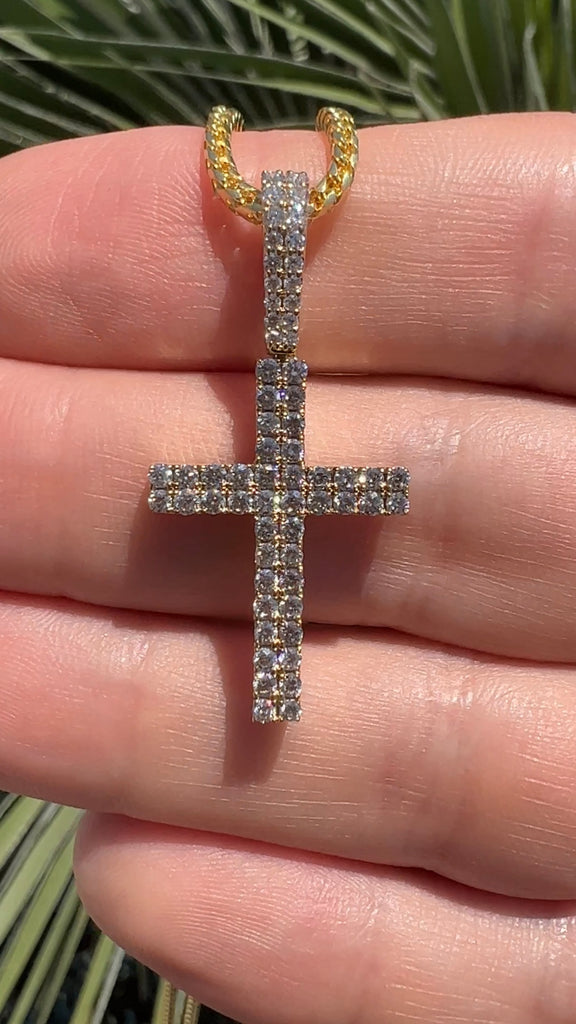 Simple Diamond Mens Cross Pendant