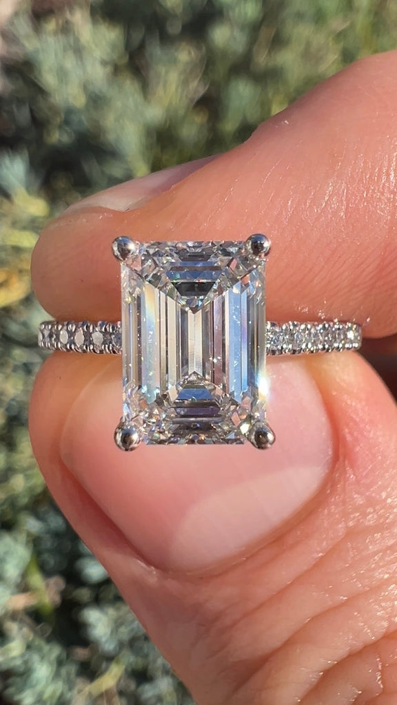 2 Carat Emerald Diamond Engagement Ring Lab Diamond Natural Diamond