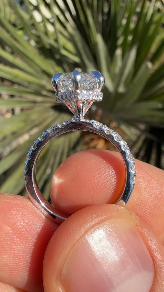 4 Carat Marquise Diamond Engagement Ring with Hidden Halo