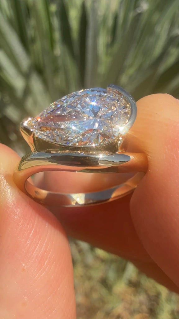 The Wave Ring - Lab Grown Pear Diamond Bypass Engagement Ring