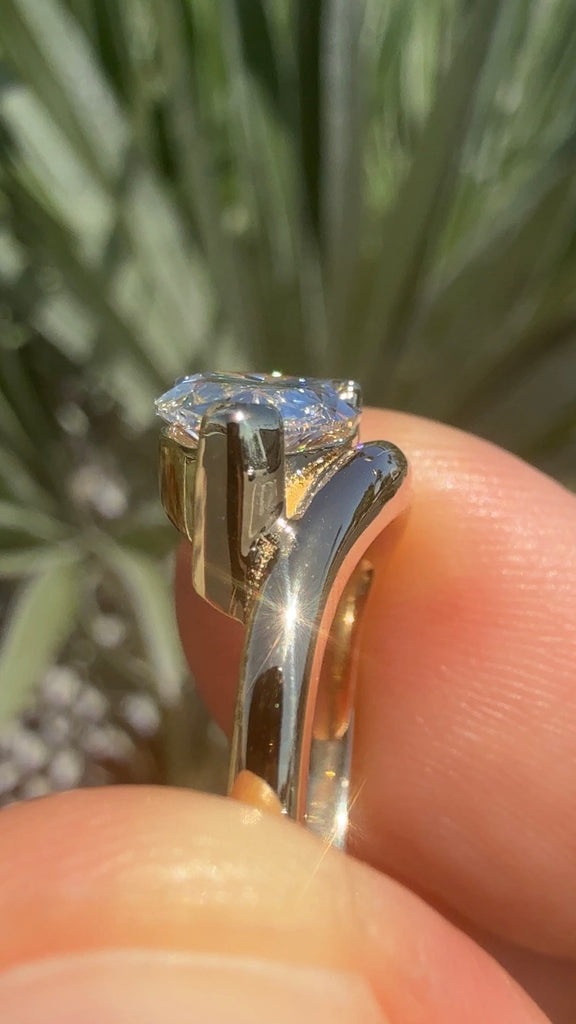 The Wave Ring - Lab Grown Pear Diamond Bypass Engagement Ring