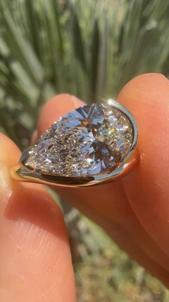 The Wave Ring - Lab Grown Pear Diamond Bypass Engagement Ring