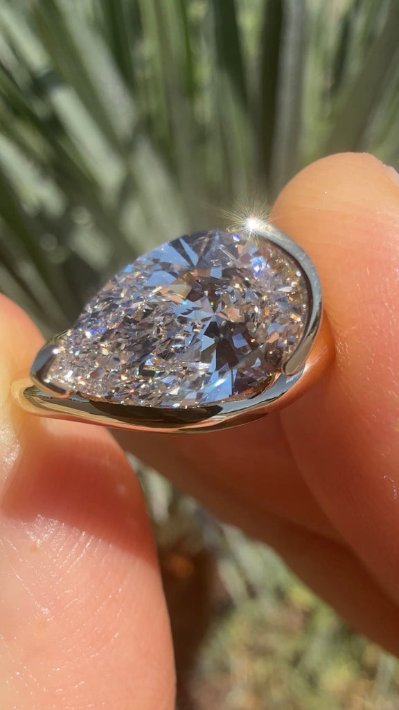 The Wave Ring - Lab Grown Pear Diamond Bypass Engagement Ring