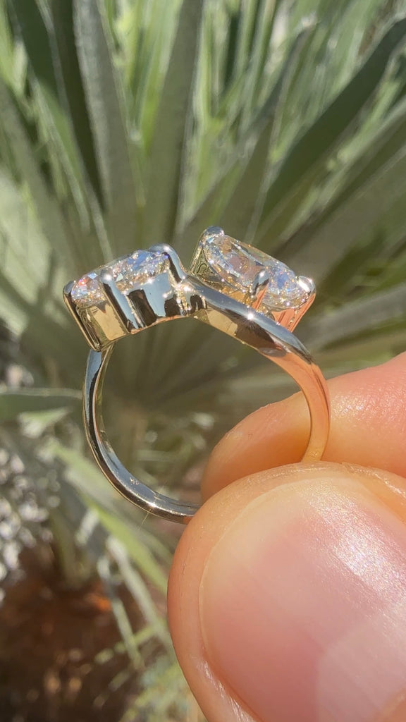 The Wave Ring - Toi et Moi Oval and Pear Lab Diamond Engagement Ring