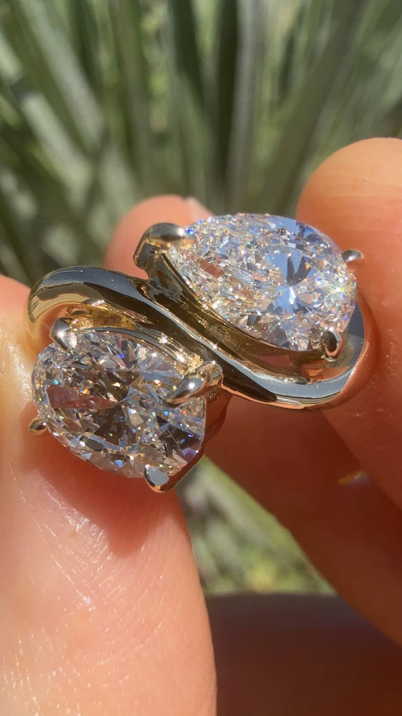 The Wave Ring - Toi et Moi Oval and Pear Lab Diamond Engagement Ring