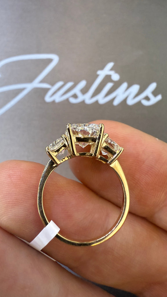 The Remi Ring / 3 Carat Radiant Lab Diamond Three Stone Ring