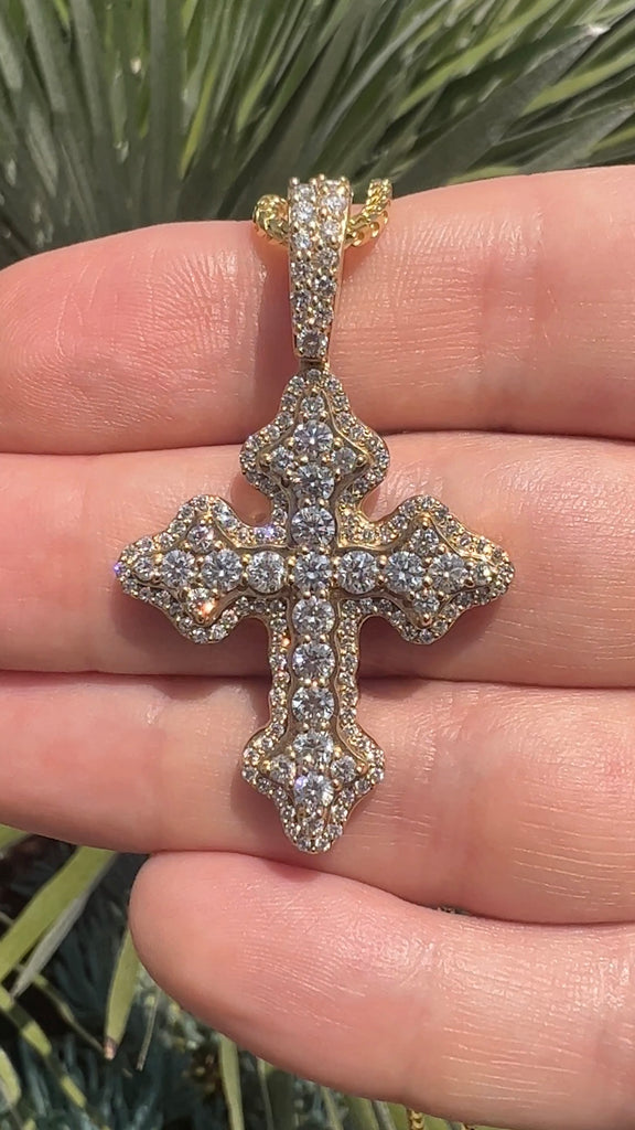 Large Diamond Orthodox Cross Pendant Iced Out Chrome Hearts Pendant