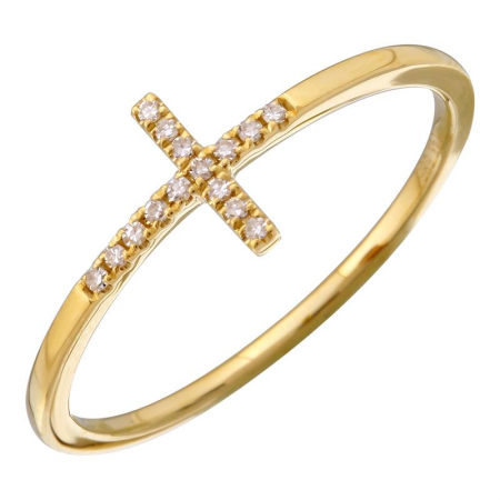 Diamond Cross Ring Yellow Gold