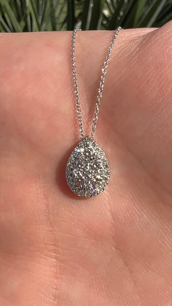 0.50CT Diamond Pear Shape Halo Necklace