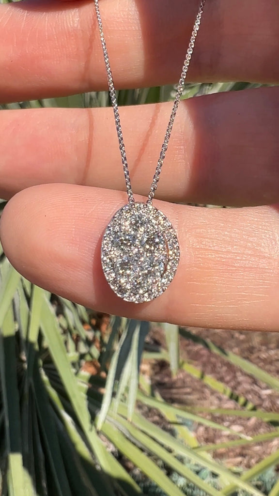 0.75CT Diamond Oval Shape Halo Necklace