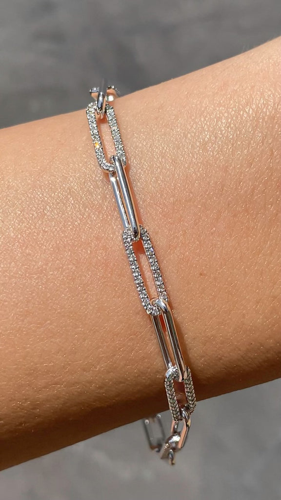 0.75CT Diamond Paper Clip Link Bracelet