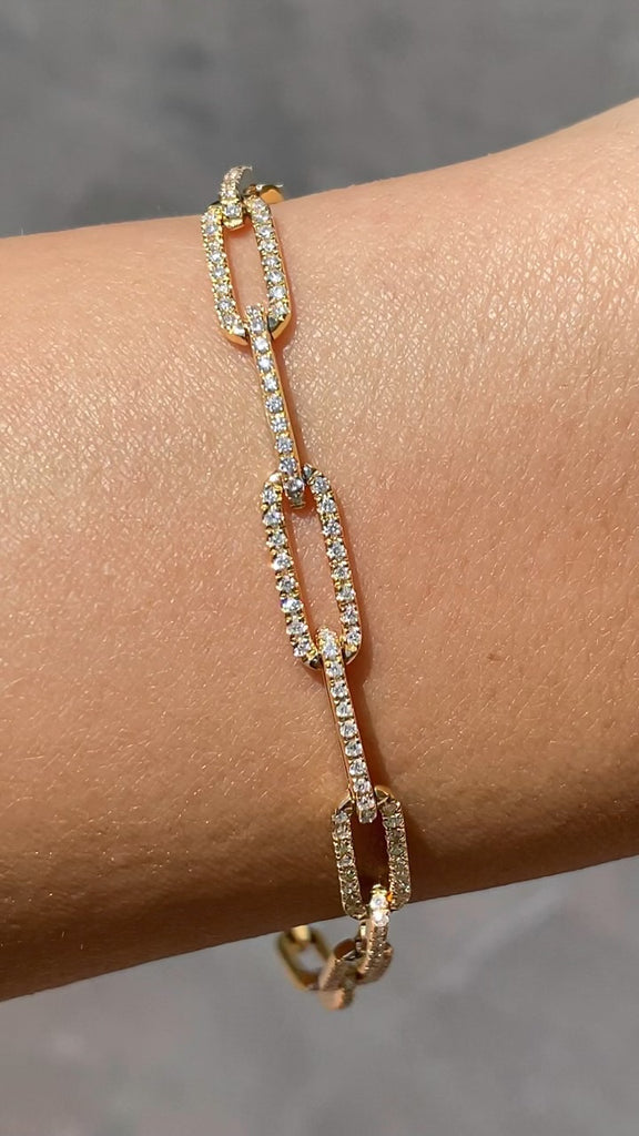 0.90CT Diamond Paperclip link bracelet