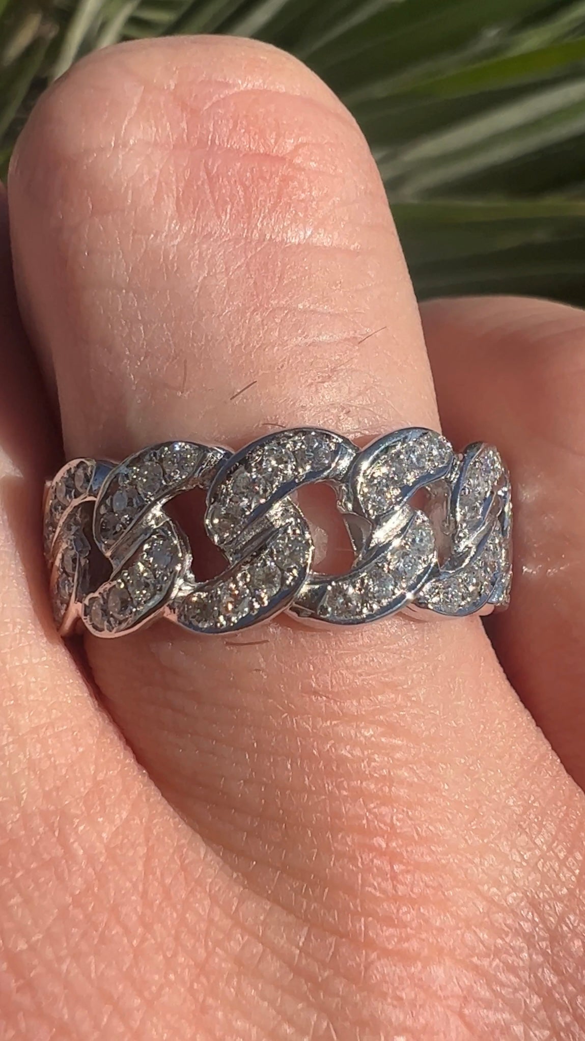 Gold Diamond Cuban Link Ring - Monisha Melwani Jewelry