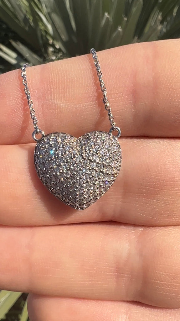 1.50CT Diamond Puff Heart Necklace