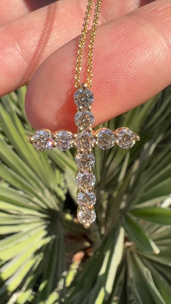 1.50CT Prong Set Round Brilliant Diamond Cross Necklace