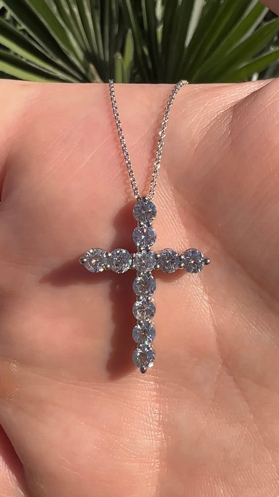11 stone round diamond cross necklace 2.25CT Diamond Cross