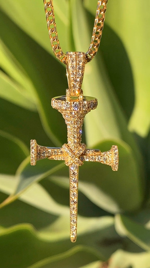 14K Gold Cross Necklace Diamond Pendant