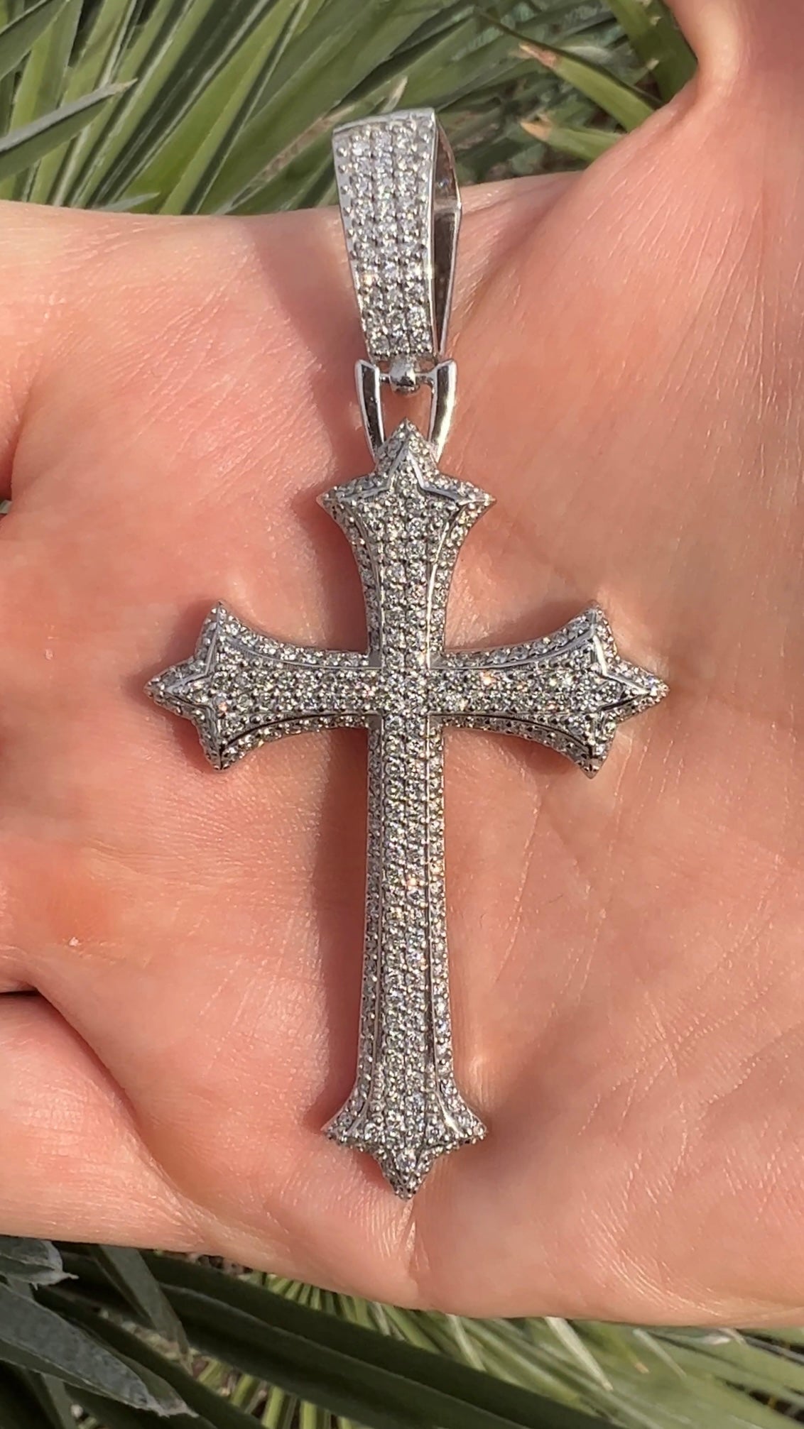 Cross Pendant with Diamond Accents in Sterling Silver