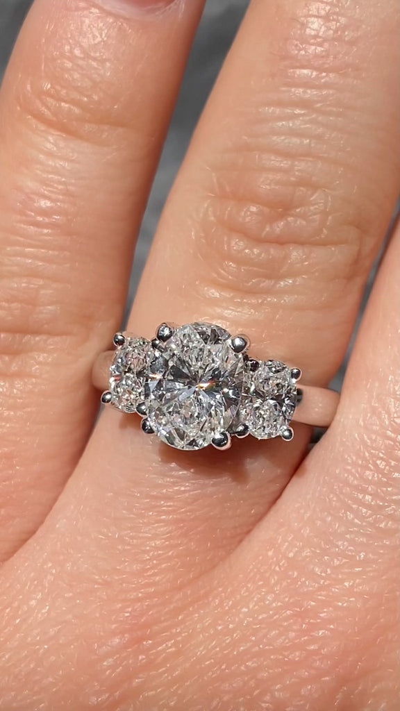3 Stone Diamond Oval Engagement Ring Gold Tiffany