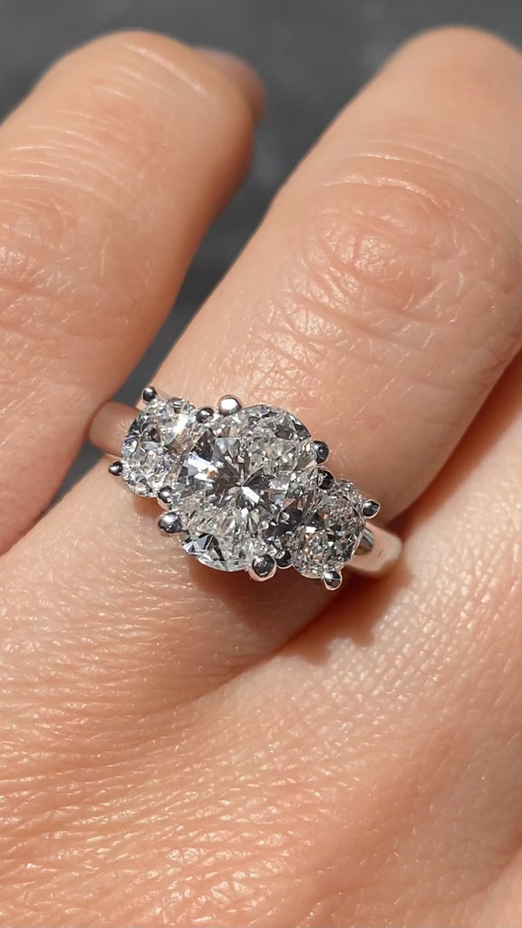 3 Stone Oval Diamond Engagement Ring