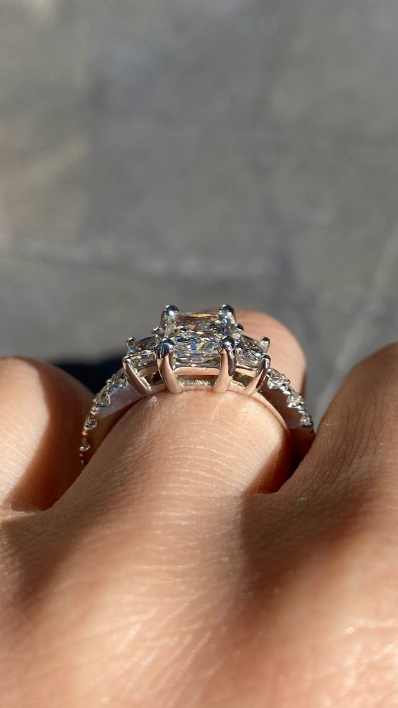 3 Stone Radiant Diamond Engagement Ring