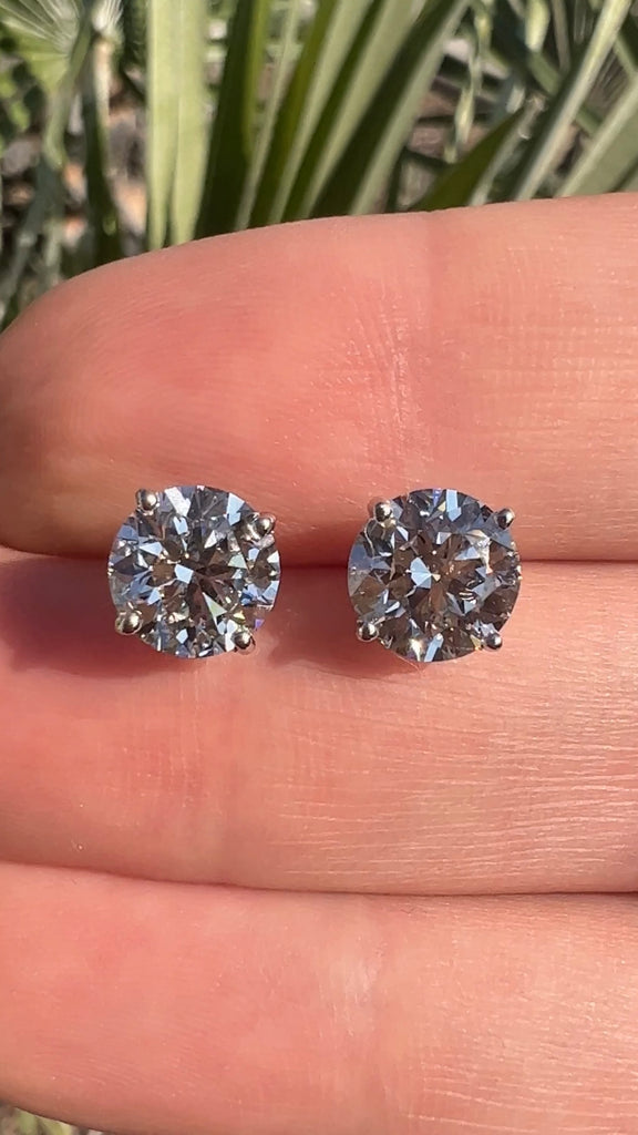 4 Carat Round Lab Grown Diamond Stud Earrings