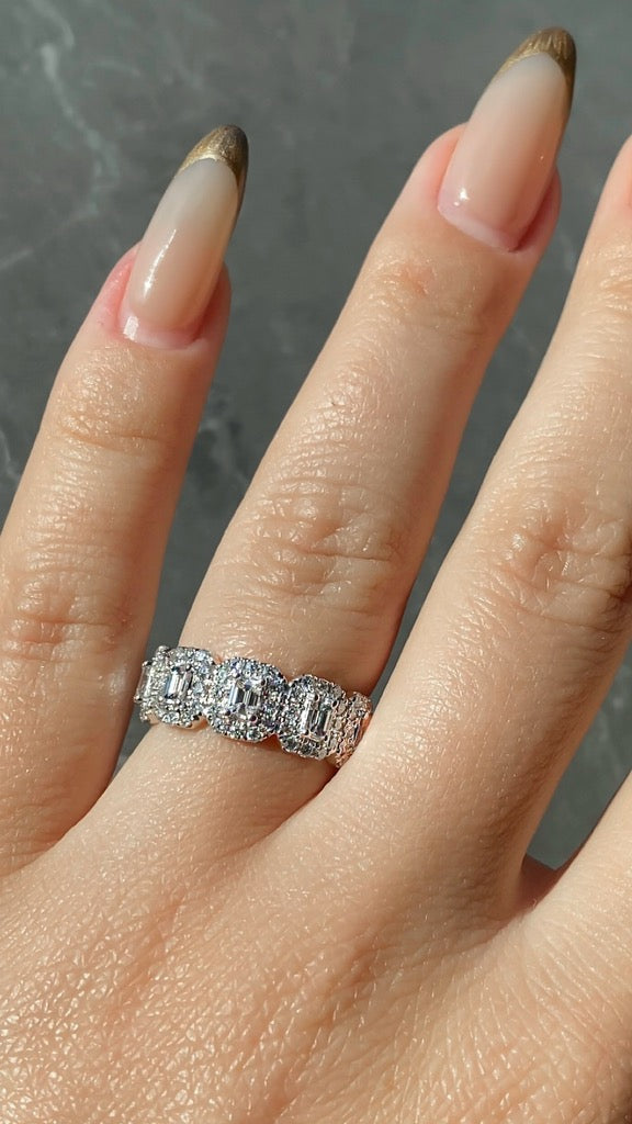 Stone Emerald Diamond Halo Band – Justin's Jewelers