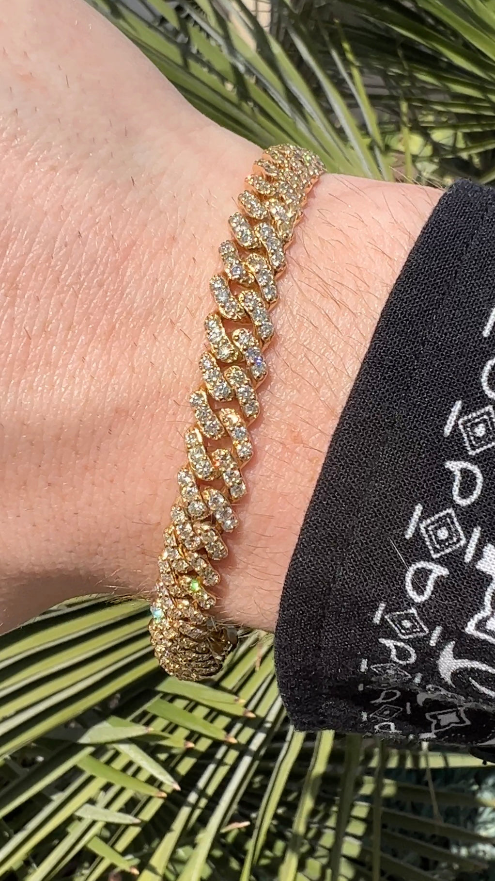 Gold cuban link bracelet with diamonds Clearance