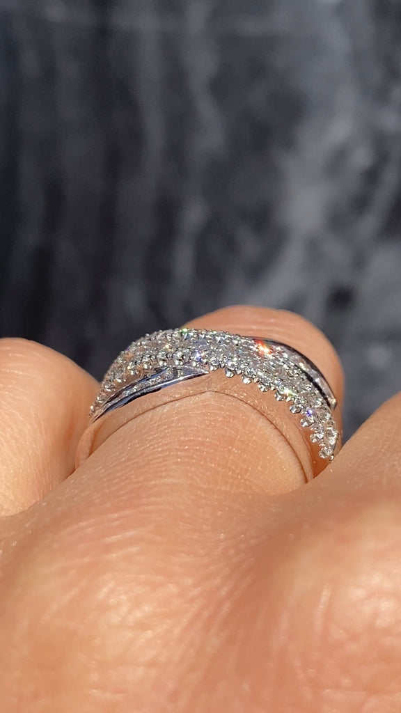 Baguette and Round Diamond Band X Ring