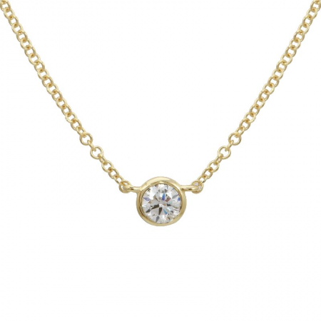 Bezel Set Round Diamond Pendant Yellow Gold