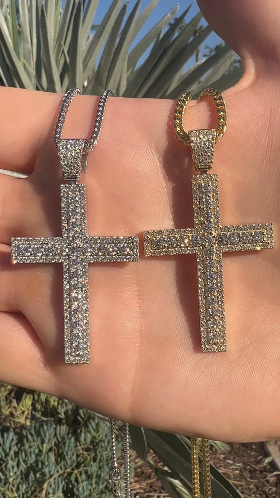 Big Mens Diamond Iced Out Cross Necklace Diamond Cross Pendant