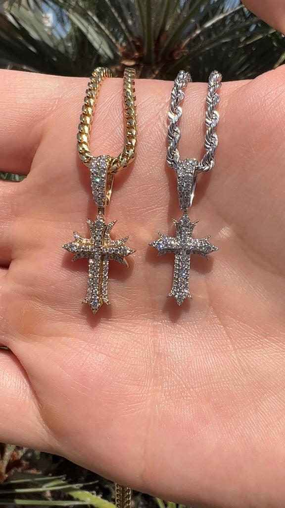 Chrome Hearts Diamond Cross Pendant Necklace