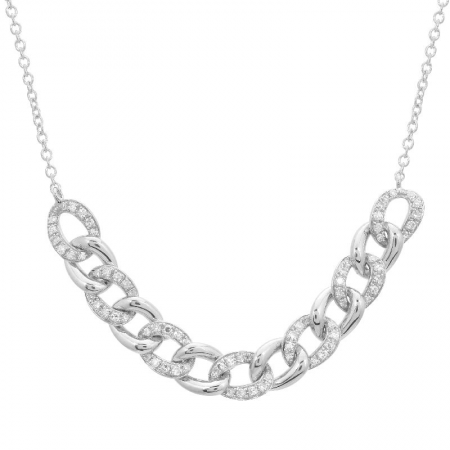 Cuban Link Diamond Segment Necklace White Gold