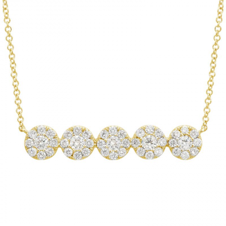 Diamond Bar Circle Necklace Yellow Gold
