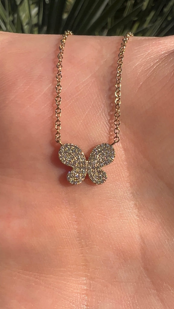 Diamond Butterfly Necklace Gold