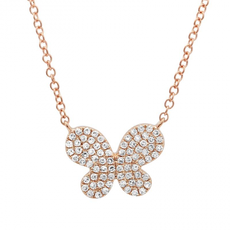 Diamond Butterfly Necklace Rose Gold