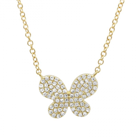 Diamond Butterfly Necklace Yellow Gold