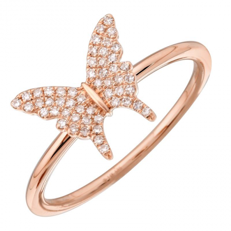 Diamond Butterfly Ring Rose Gold