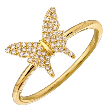 Diamond Butterfly Ring Yellow Gold