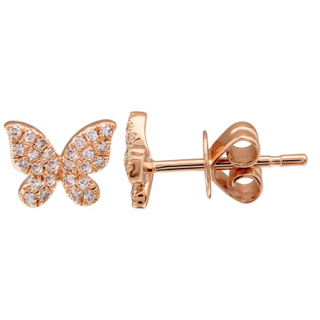Diamond Butterfly Earrings Rose Gold